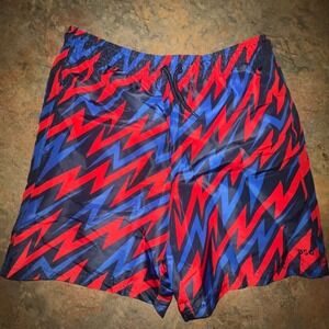 DSG Boys Volley Short Print, Size Large, Red & Blue Zigzag Pattern